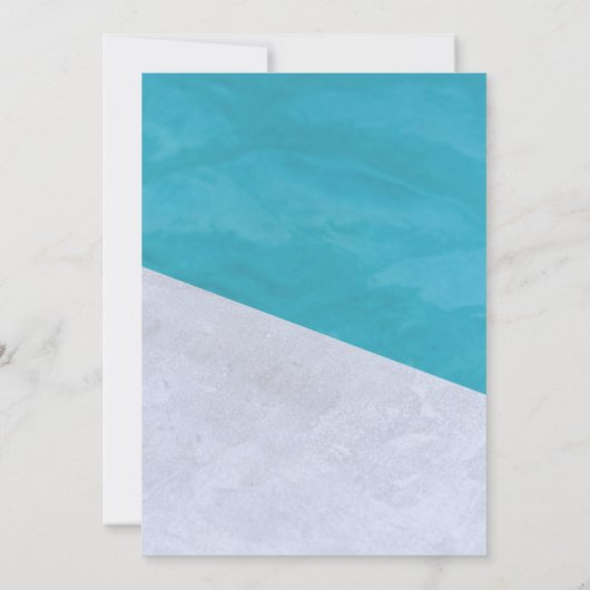 青エレガント素朴色抽象芸術結婚 招待状 (裏面)