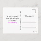 青エレガント紫の大理石の芸術クリスマスの新年 ポストカード (裏面)