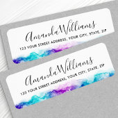 青エレガント紫の水彩書道スクリプト ラベル