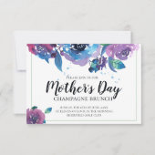 青エレガント紫トワイライトフローラ母の日 招待状 (正面)