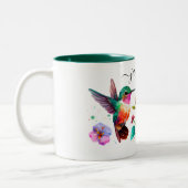 青エレガント紫ハミングバパーソナライズされたードネーム ツートーンマグカップ (左)