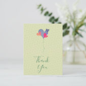 青エレガント紫バルーンハートミニマル ポストカード (スタンド正面)