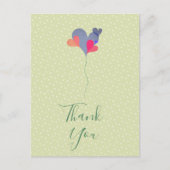 青エレガント紫バルーンハートミニマル ポストカード (正面)