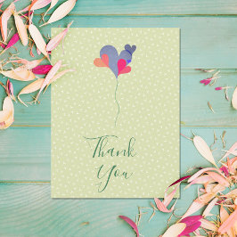 青エレガント紫バルーンハートミニマル ポストカード