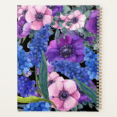 青エレガント紫ピンクのモノグラム黒フローラ プランナー手帳 (裏面)