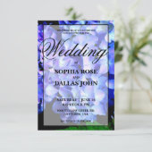 青エレガント紫フローラアジサイ結婚ズ 招待状 (スタンド正面)