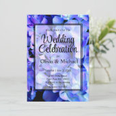 青エレガント紫フローラアジサイ結婚ズ 招待状 (スタンド正面)