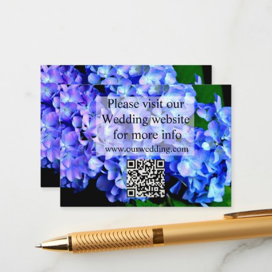 青エレガント紫フローラアジサイ エンクロージャーカード (正面/裏面インサイチュ)