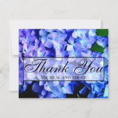 青エレガント紫フローラアジサイ サンキューカード (正面)