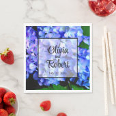 青エレガント紫フローラアジサイ スタンダードランチョンナプキン (インサイチュ)