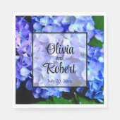 青エレガント紫フローラアジサイ スタンダードランチョンナプキン (正面)