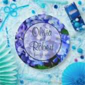 青エレガント紫フローラアジサイ ペーパープレート (パーティー)