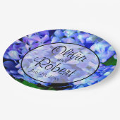 青エレガント紫フローラアジサイ ペーパープレート (アングル)