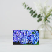 青エレガント紫フローラアジサイ 名刺 (スタンド正面)