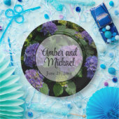 青エレガント紫フローラ園 ペーパープレート (パーティー)