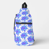 青エレガント紫フローラ スリングバッグ (正面)
