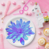 青エレガント紫フローラ ペーパープレート (パーティー)