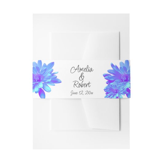 青エレガント紫フローラ 招待状ベリーバンド (正面例)