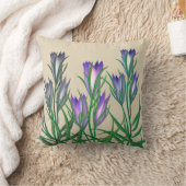 青エレガント紫ベージュの花の葉の束 クッション (ブランケット)