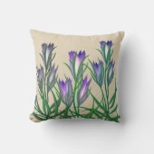 青エレガント紫ベージュの花の葉の束 クッション (正面)