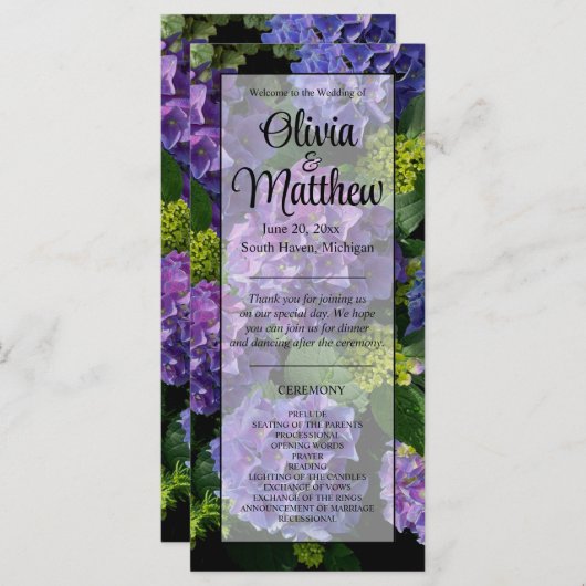 青エレガント紫マゼンタグリーンフローラアジサイ (正面/裏面)