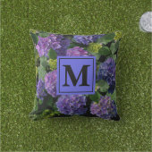 青エレガント紫マゼンタグリーンフローラアジサイ アウトドアクッション (芝生)