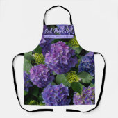 青エレガント紫マゼンタグリーンフローラアジサイ エプロン (正面)