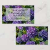 青エレガント紫マゼンタグリーンフローラアジサイ エンクロージャーカード (正面/裏面)