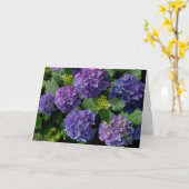 青エレガント紫マゼンタグリーンフローラアジサイ カード (黄色い花)