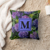 青エレガント紫マゼンタグリーンフローラアジサイ クッション (ブランケット)