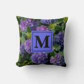 青エレガント紫マゼンタグリーンフローラアジサイ クッション (正面)