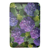 青エレガント紫マゼンタグリーンフローラアジサイ バスマット (正面縦)