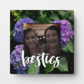 青エレガント紫マゼンタグリーンフローラアジサイ フォトプラーク (正面)