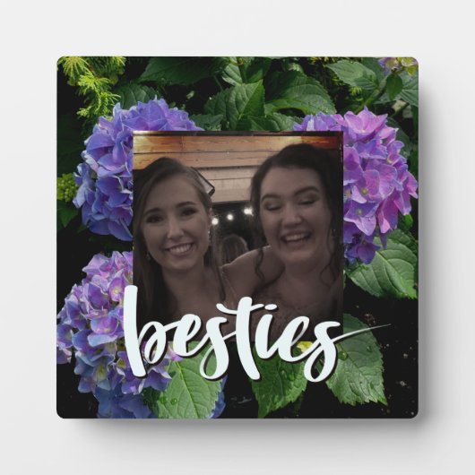 青エレガント紫マゼンタグリーンフローラアジサイ フォトプラーク (正面)