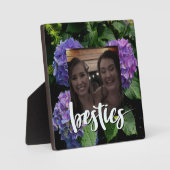 青エレガント紫マゼンタグリーンフローラアジサイ フォトプラーク (正面)