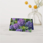 青エレガント紫マゼンタグリーンフローラアジサイ プレイスカード (裏面)