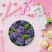 青エレガント紫マゼンタグリーンフローラアジサイ ペーパープレート (パーティー)