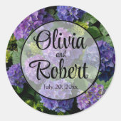 青エレガント紫マゼンタグリーンフローラアジサイ ラウンドシール (正面)