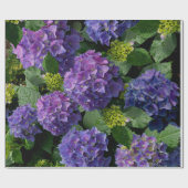 青エレガント紫マゼンタグリーンフローラアジサイ ラッピングペーパー (フラット)