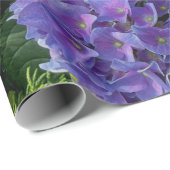 青エレガント紫マゼンタグリーンフローラアジサイ ラッピングペーパー (ロールコーナー)