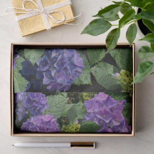 青エレガント紫マゼンタグリーンフローラアジサイ 薄葉紙 (ギフト)