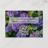 青エレガント紫マゼンタフローラあじさいQR エンクロージャーカード (正面)