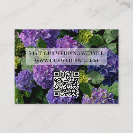 青エレガント紫マゼンタフローラあじさいQR エンクロージャーカード (正面)