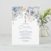 青エレガント紫陽花とバラ献身 招待状 (スタンド正面)