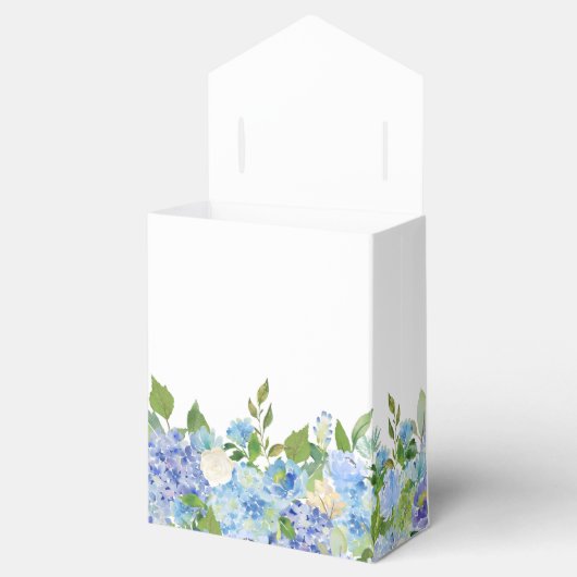 青エレガント紫陽花の水彩グリーンリー フェイバーボックス (オープン)