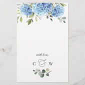 青エレガント紫陽花の結婚ディナーメニュー (裏面)