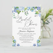 青エレガント紫陽花ウォーターカラーブライダルシャワーイン 招待状 (スタンド正面)