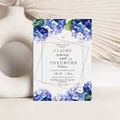 青エレガント紫陽花ビューティフルフローラ結婚ズ 招待状