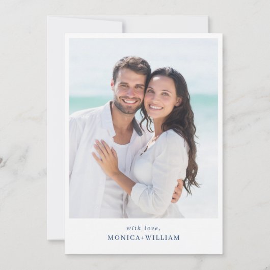 青エレガント紫陽花フローラ結婚の写真 セーブザデート (裏面)