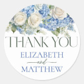 青エレガント紫陽花フローラ結婚の皆様 ラウンドシール (正面)